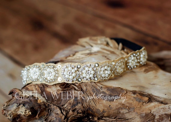 Cute Headbands, Rhinestone & Beads Headband Bohemian Style, BOHO Headband, Hippie Headband With White Pearls, Women's Accessories