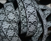 GORGEOUS black gllitter damask 7/8" grosgrain ribbon coordinates with Christmas lines Il_170x135
