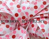 NEW Glitter Valentines silly dots on white grosgrain ribbon Valentines day Il_170x135