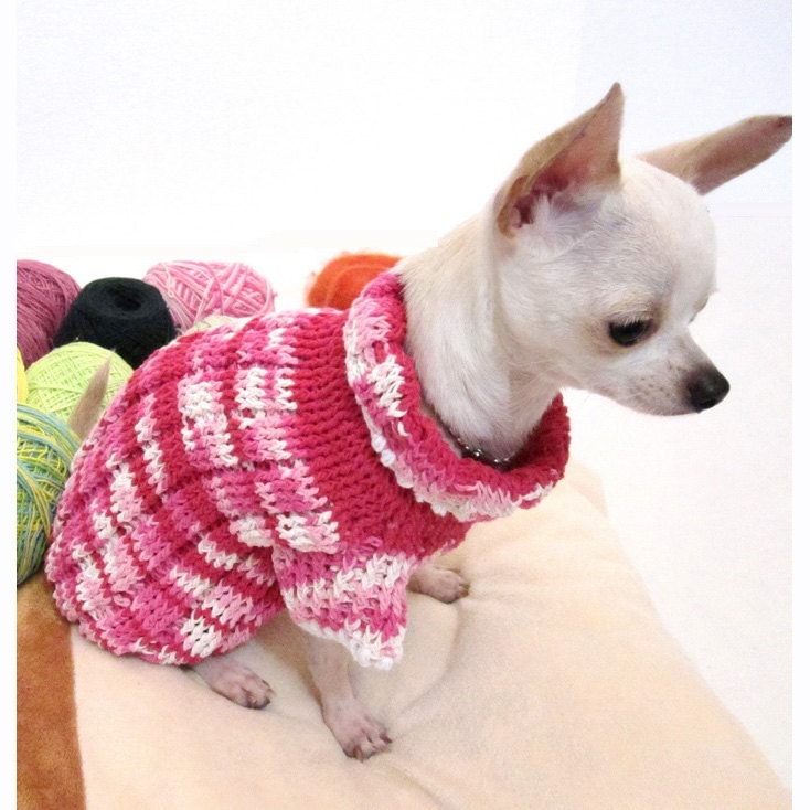 Pink Knitted Dog Sweater Cotton Puppy Sweater Chihuahua