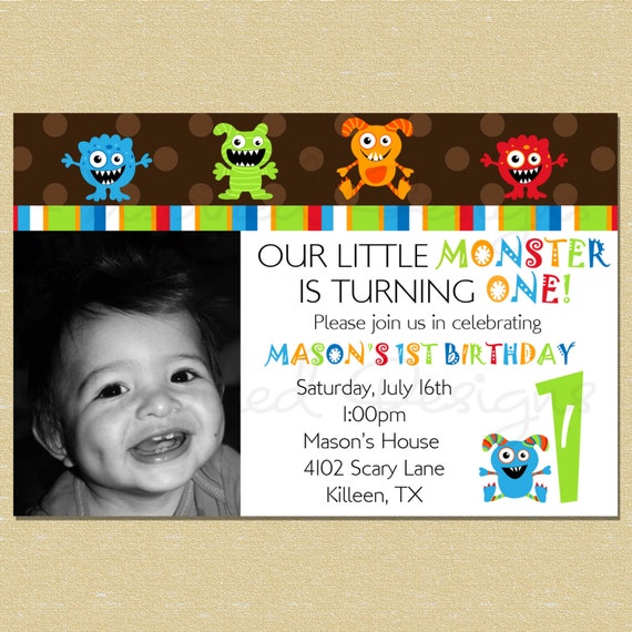 Little Monster Rawr Birthday Invitation - Brown Il_570xn