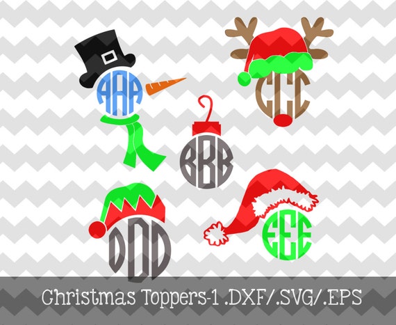 Christmas Monogram Toppers-1 .DXF/.SVG/.EPS Files for use with