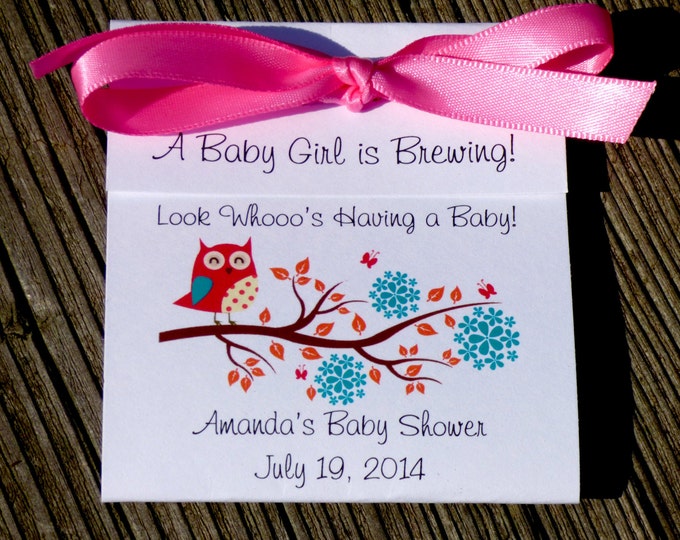 Look Whooo's Having a Baby Owl Baby Shower Tea Bag Sprinkle Favors for Baby Girl Boy Twins CIJ