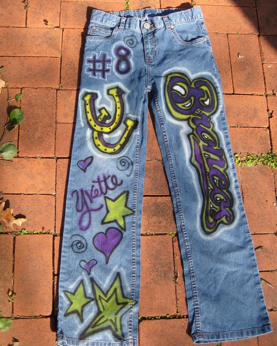 Items similar to School Spirit Wear Painted Jeans / You supply your favorite Jeans on Etsy