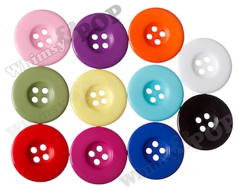 30mm Buttons, MIXED Color Buttons for Sewing Scrapbooking and More, 30mm Round, 4 Hole Buttons - Packs of 5, 10, or 15 Buttons (C2-04)