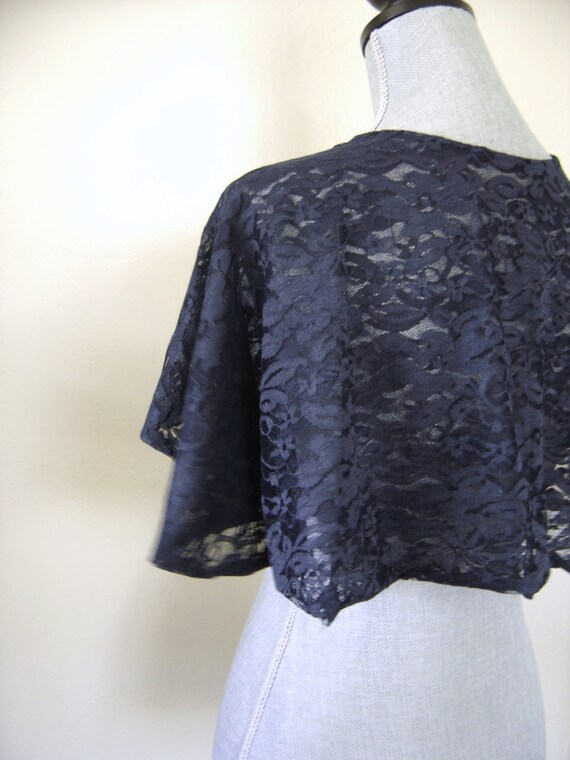 Navy Blue Bridal Capelet Shrug Cover Up Navy by Sparrowstation