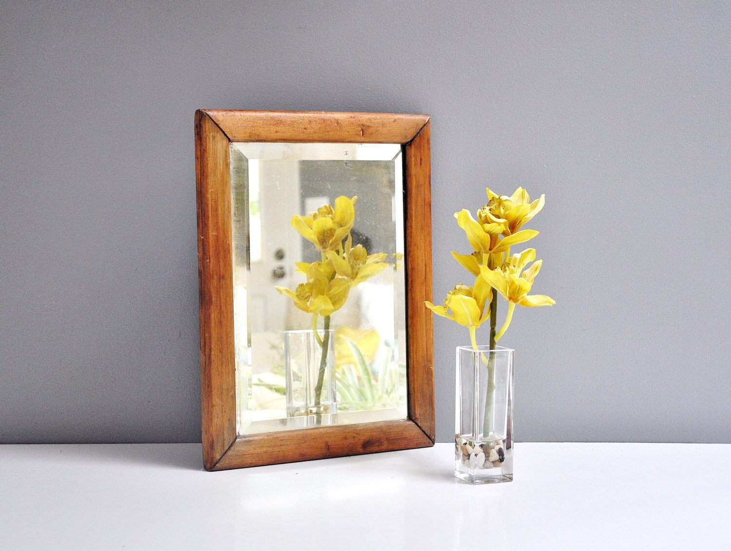 Antique Wooden Wall Mirror by thewhitepepper on Etsy