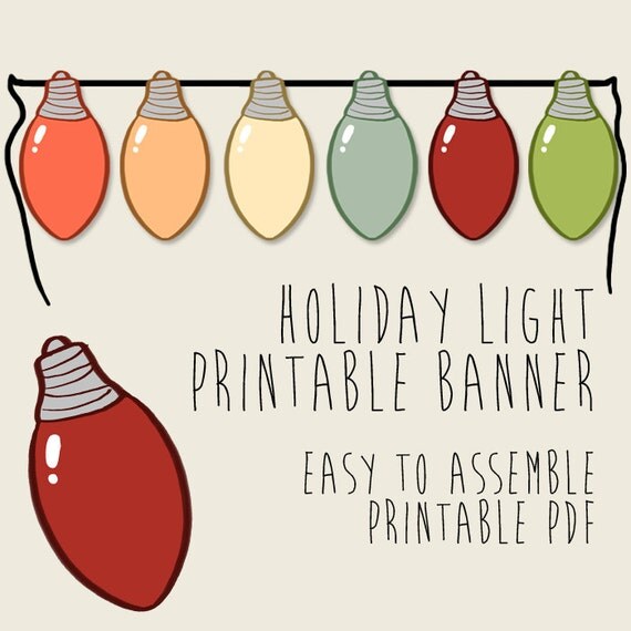 Holiday Lights Christmas Party Banner Printable PDFs Instant