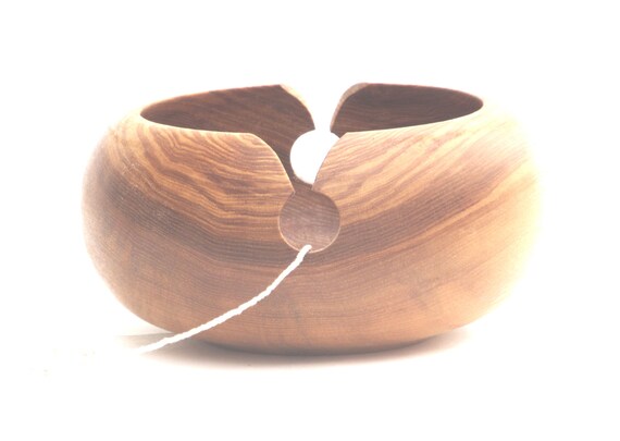Knitter / Crocheter Bowl, Ash wood, 24.5 x 12 cm (10 x 5 in), Soft natural finish.  Keep your yarn where you need it.