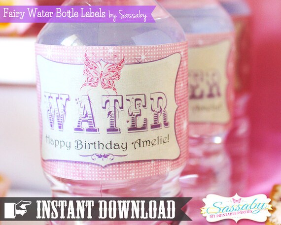 Fairy Water Bottle Labels - INSTANT DOWNLOAD - DIY Editable & Printable Birthday Decorations by Sassaby Il_570xn