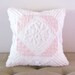 pink pillow cover WHITE PEONY 16 X 16 pink vintage chenille cushion cover cottage chic shabby style
