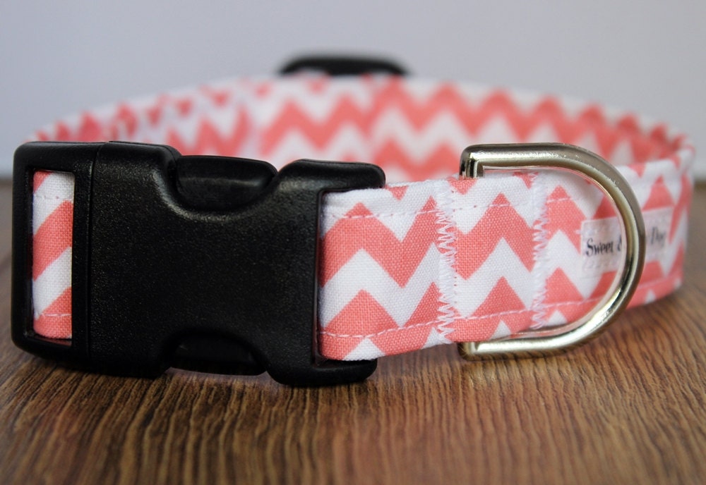 Peach Chevron Dog Collar Custom Dog Collar Boy Dog Collar