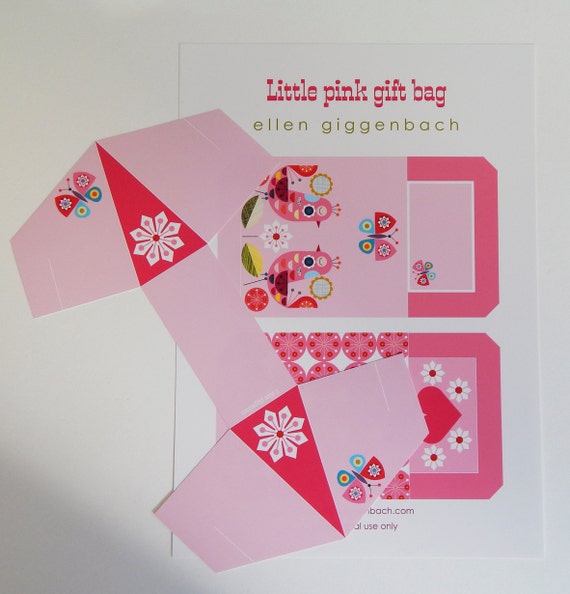 Pretty pink printable gift bag