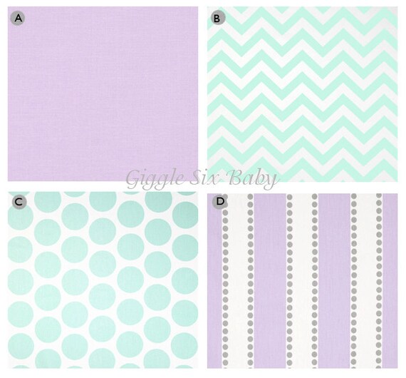 Custom Crib bedding Purple and Mint Baby Bedding Baby Girl