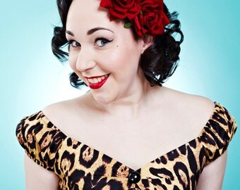 Rockabilly Red Velvet Rose Hair Flower