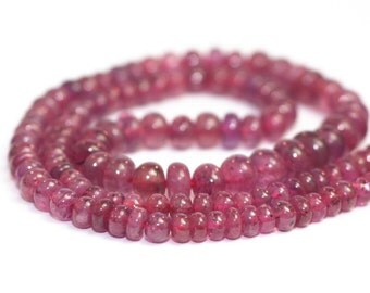 Ruby Smooth Rondelles 10 Raspberry Pink Precious Gemstones July Birthstone