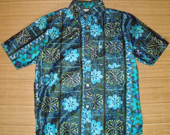 Mens Vintage 60s Mod Floral Hawaiian Shirt - L - The Hana Shirt Co
