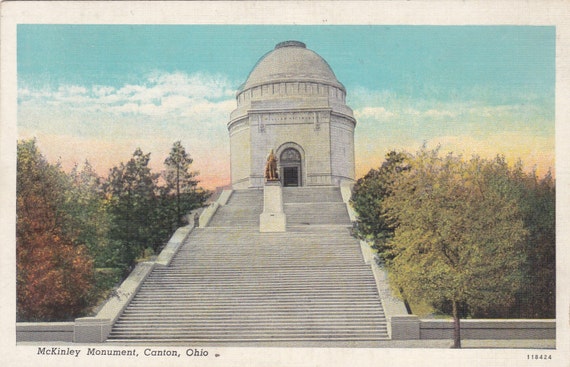 Canton, (Q) vintage Linen  Postcard Ohio  Monument, canton  Vintage McKinley ohio house  Unused
