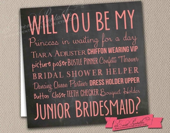 proposal letter question You My Be by Bridesmaid Card Junior Will Instant