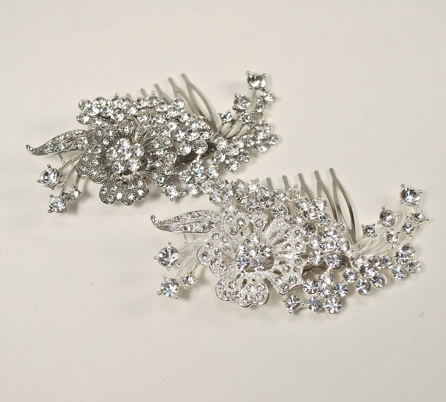 Silver Crystal Hair Piece Bridal Hair Comb Bridal Hair Clip