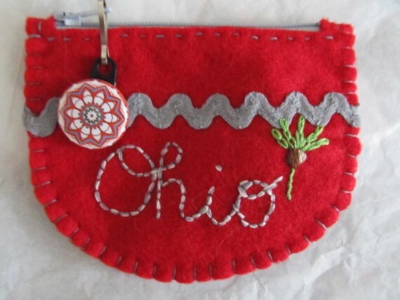 Ohio State OSU felt zipper coin purse with fun by andersongirl57