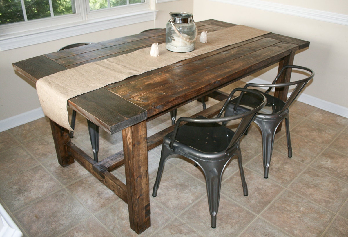 Rustic Farmhouse Table by pixelsandwood on Etsy