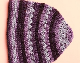 Purple Striped Crochet Beanie Purple Lavender Multi Stripe Crochet Hat (HAT103 Crocus)