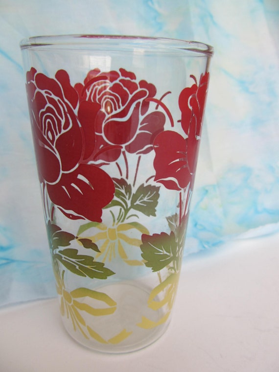 vintage rose drinking glasses