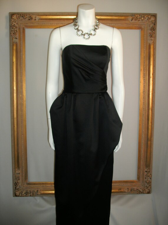 Vintage Victor Costa Black Strapless Evening Dress by thebazarhome