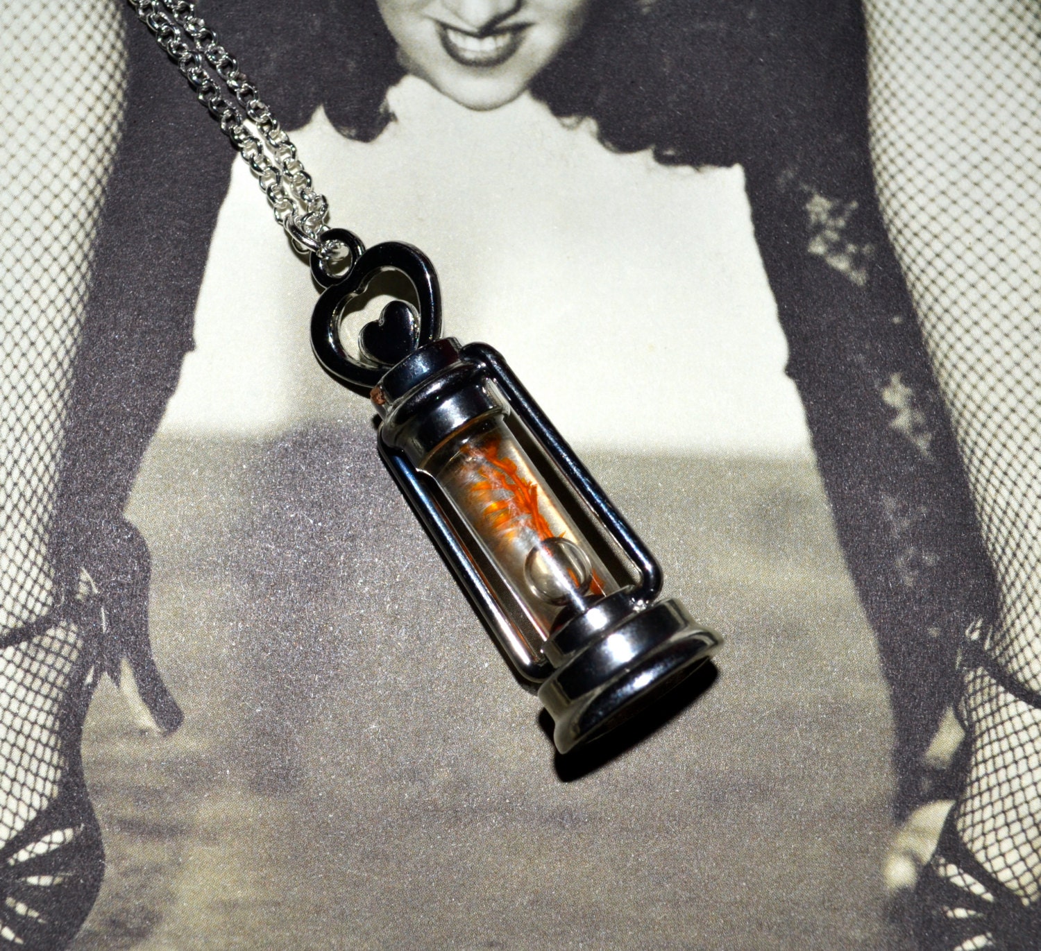 Lava Lamp Necklace Glass Lamp Bottle Pendant Orange