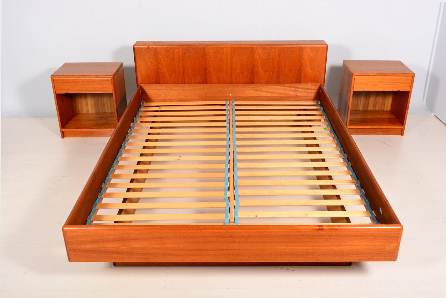 Mid Century Danish Modern Teak Platform bed Queen Size