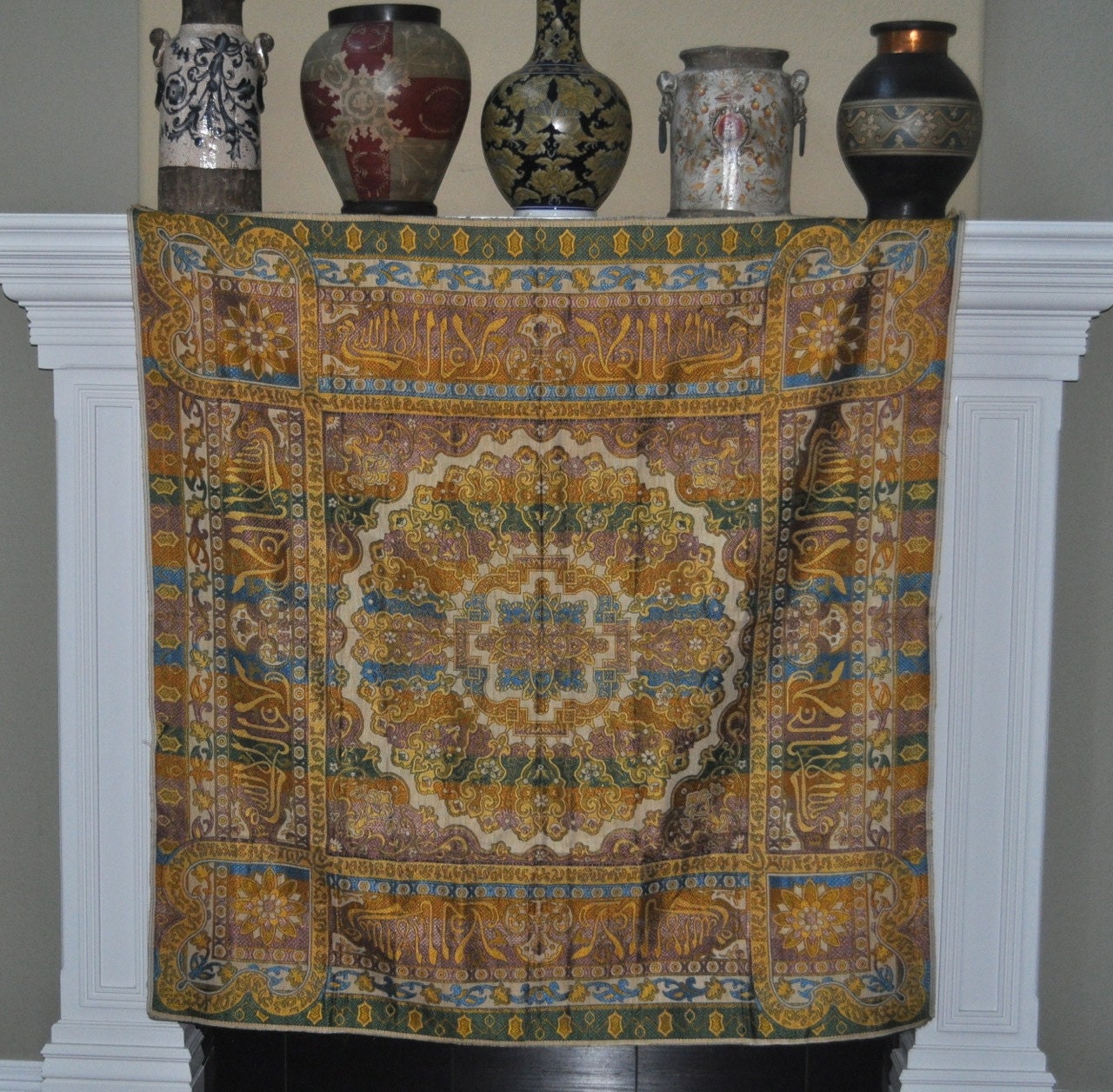 Large silk vintage Italian tapestry wall hanging by LadyEM2