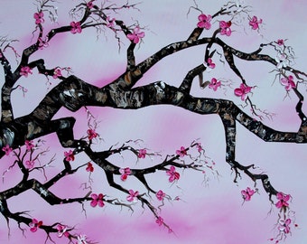 Made to Order Blooming Japanese Cherry Blossom Huge 24x48 ORIGINAL ...