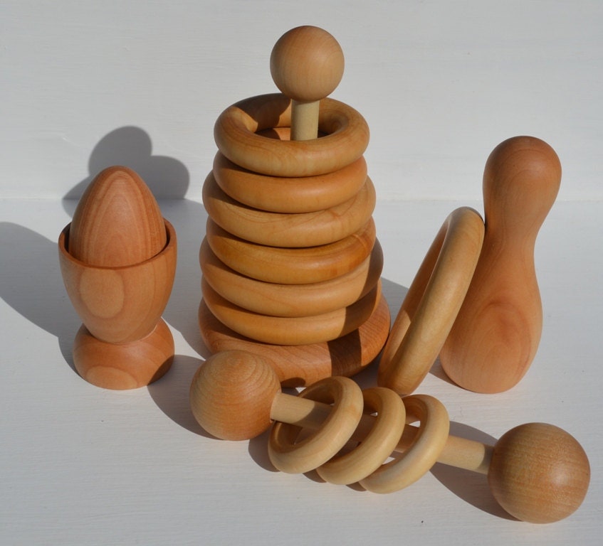 Deluxe Montessori Inspired Natural Wooden Baby Toy Gift Set