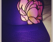 Deep purple trucker with goldy/pink Han painted lotus