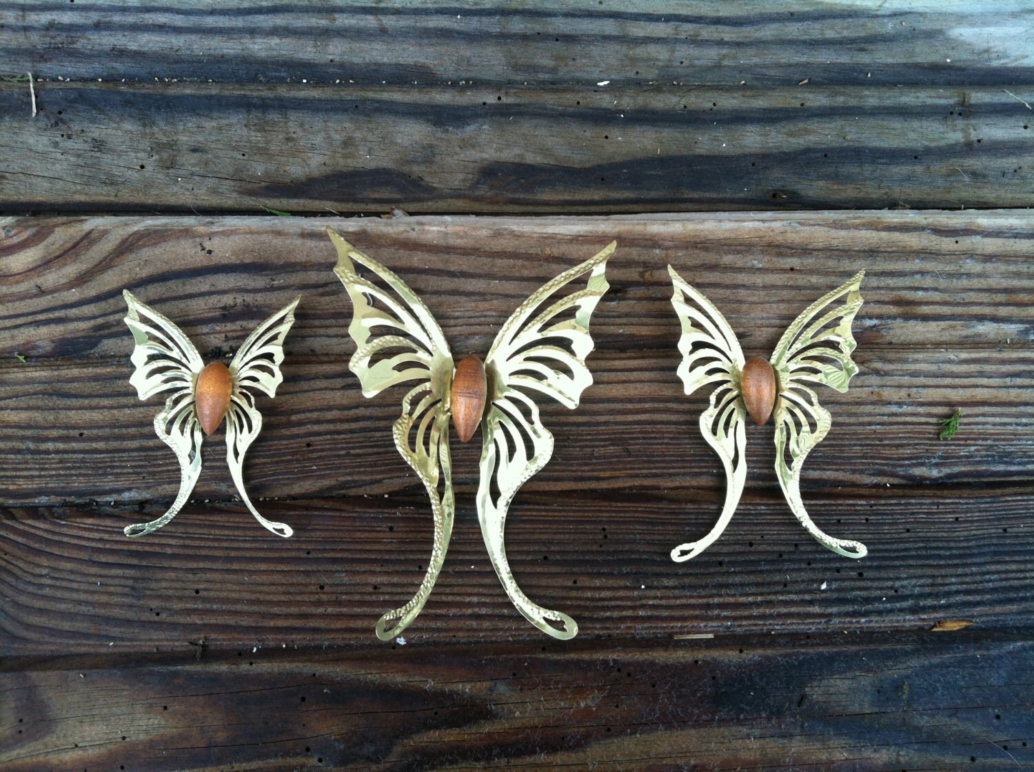 Vintage Gold Butterfly Wall Art Retro Mod Girls Bedroom or