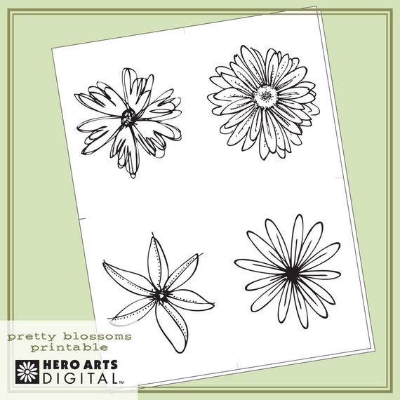 Instant Download Hero Arts Pretty Blossoms Printable Digital Kit PT002