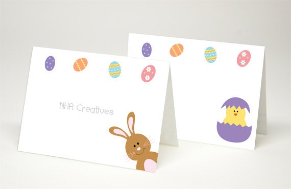 Easter Place Cards Bunny and Chick DIY Printable Digital