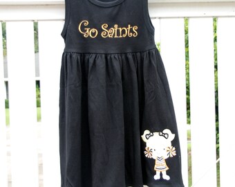Cheerleader,New Orleans Saints Applique Sleeveless Monag Empire Waist Dress