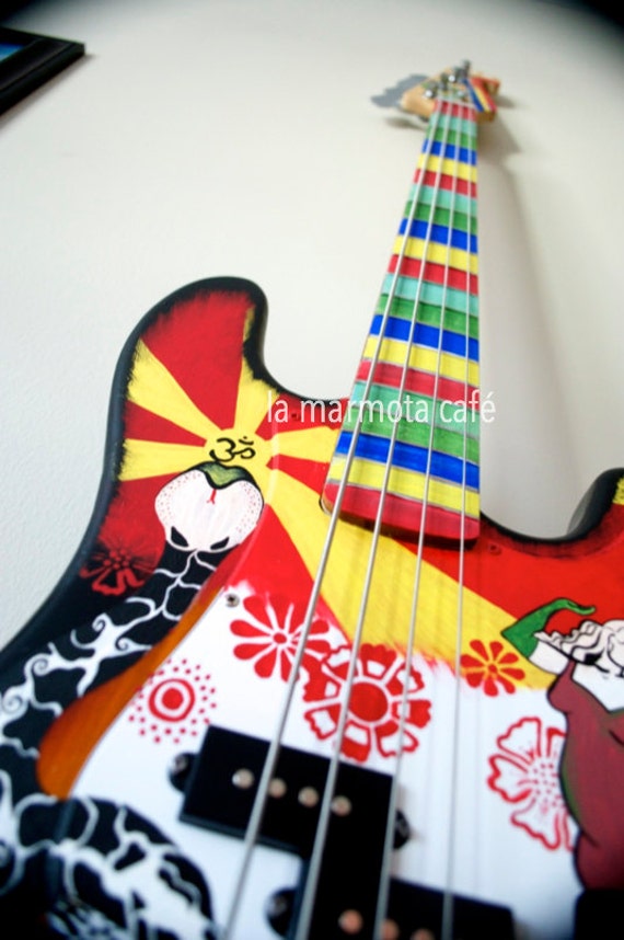 Example Painted Bass Custom Hand Painted Guitar Art Design