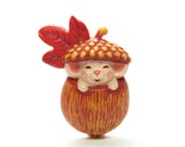 Mouse in Acorn Pin Vintage Hallmark Autumn Fall Plastic Lapel with Leaf Mouse in Acorn Pin Vintage Hallmark Autumn Fall Plastic Lapel with Leaf
