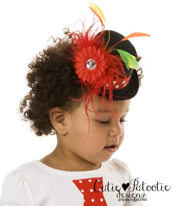 Sale READY TO SHIP: Cutie Patootie Clown Mini Top Hat Headband - Black & Red - Halloween or Birthday Clown Accessory - Fits toddler to adult Il_570xn