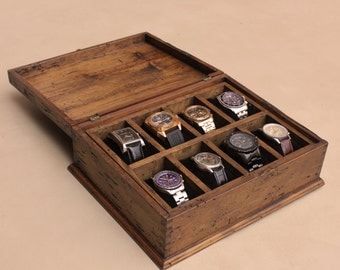 Men's Watch Box, Watch Box, Watch Case, Wood Watch Box, Personalized Gift, Custom Watch Box for 8 watches and secret compartment.