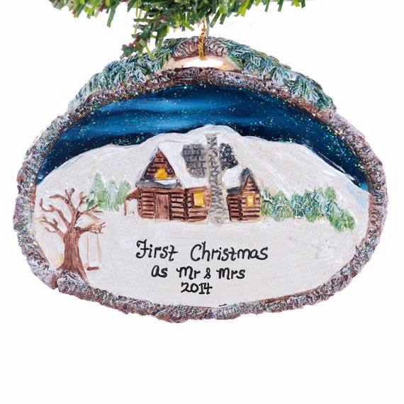 Log Cabin ornament Christmas ornament personalized free