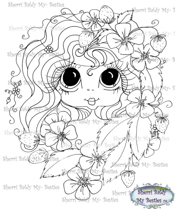 INSTANT DOWNLOAD Digital Digi Stamps Big Eye Big Head Dolls Digi  My - Besties  Making Faces Garden Girl  By Sherri Baldy