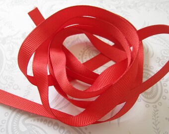 Red Grosgrain Ribbon 3/8 -- 3 yards -- Matte -- 9.5mm