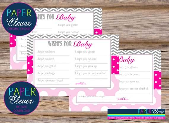 Baby well wishes shower game, pink and grey - instant download #21650 Il_570xn