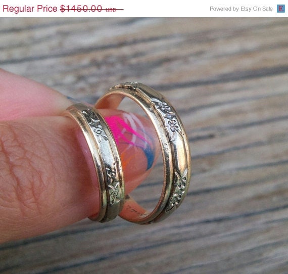 Orange Blossom Ring Set Men's and Woman's by GrowingOldTogether