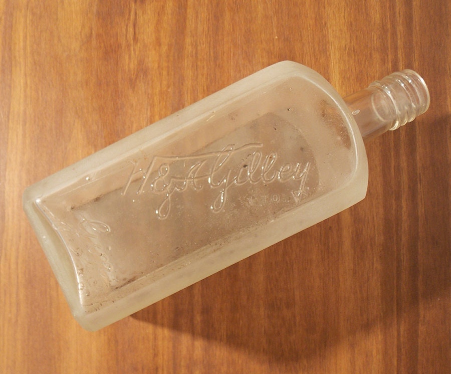 Vintage H&A Gilbey Gin Glass Bottle with Unique Glossy and