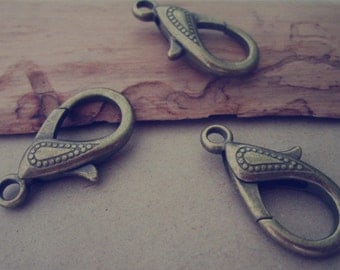 10pcs of antique bronze lobster Clasps 15mmx30mm